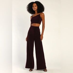 Lulus Sparkle with Merriment Black and Magenta Two-Piece Jumpsuit
